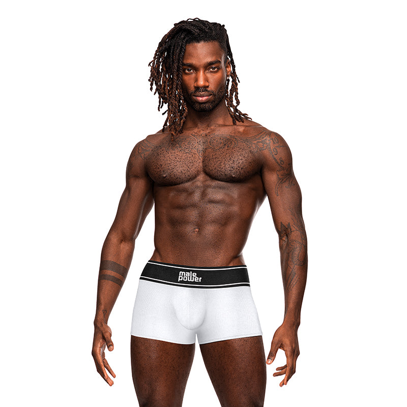 Male Power Modal Rib Pouch Short White S