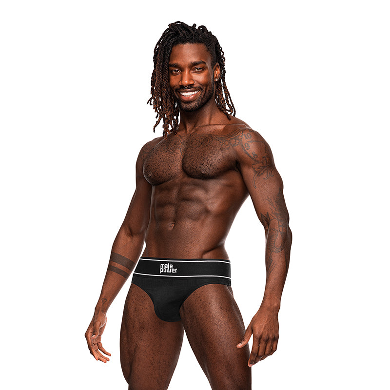 Male Power Modal Rib Bong Thong Black L/XL