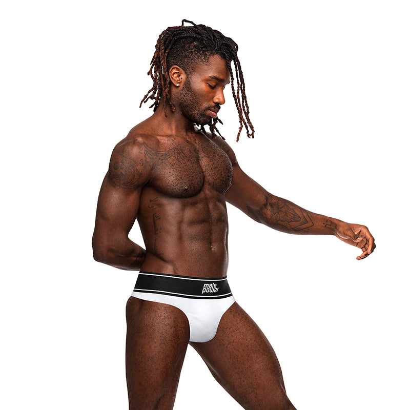 Male Power Modal Rib Bong Thong White S/M