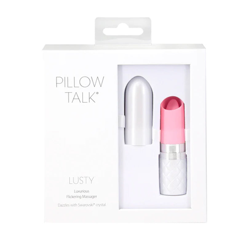 Pillow Talk Lusty Silicone Flickering Lipstick Vibrator with Swarovski Crystal Pink