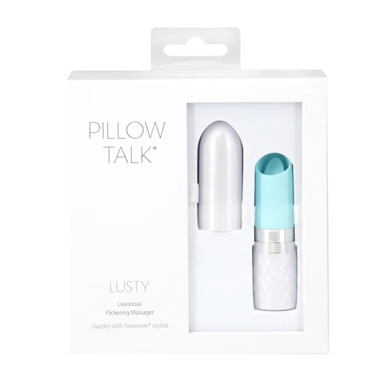 Pillow Talk Lusty Silicone Flickering Lipstick Vibrator with Swarovski Crystal Teal