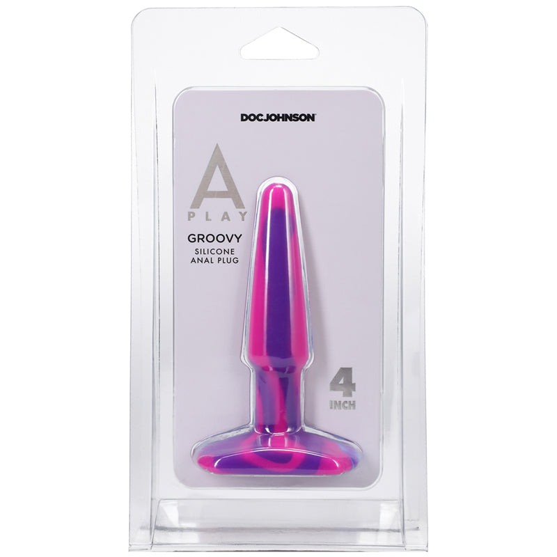 A-Play Groovy 4 in. Silicone Anal Plug Berry