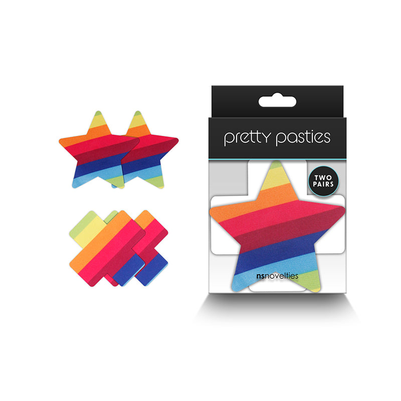 Pretty Pasties Pride Cross & Star Rainbow 2 Pair