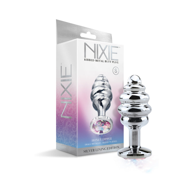 Nixie Ribbed Metal Butt Plug Honey Dipper Small