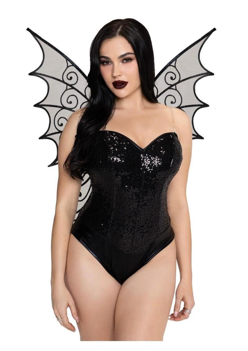 Leg Avenue Glitter Strapless Pixie Wings - O/S - Black