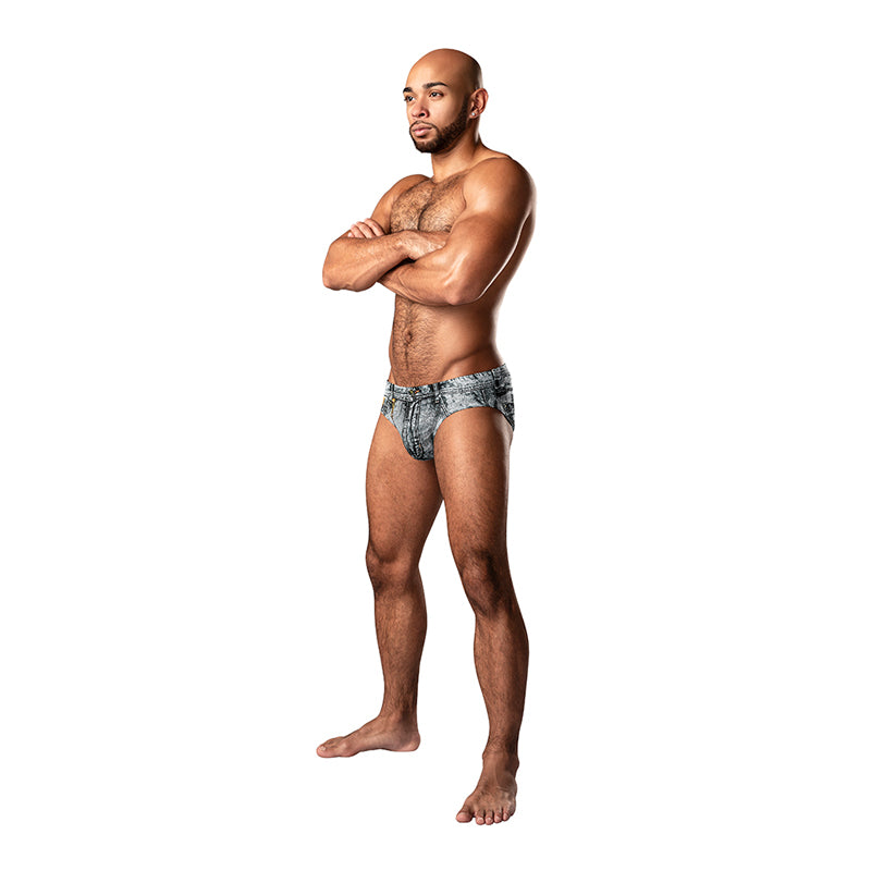 Male Power Dirty Denim Bikini Denim Print L