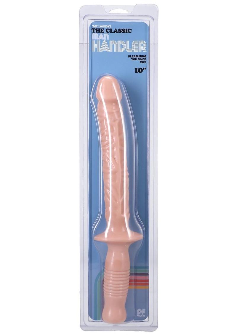 The Manhandler with Handle Dildo 10in - Vanilla