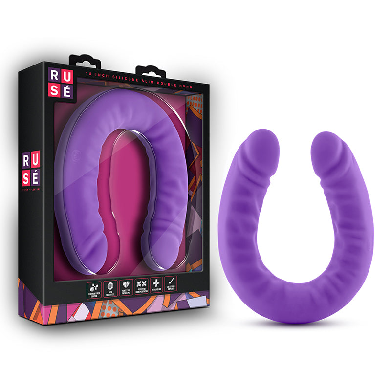 Ruse - 18 inch Silicone Slim Double Dong - Hot Pink or Puple