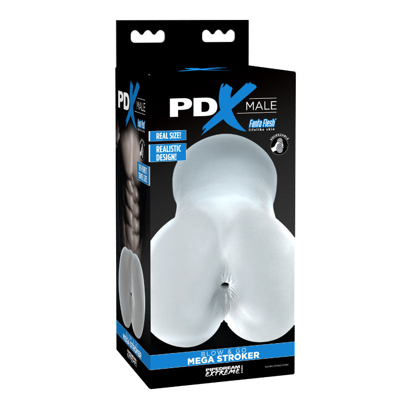 PDX Male Blow & Go Squeezable Anal Mega Stroker Clear