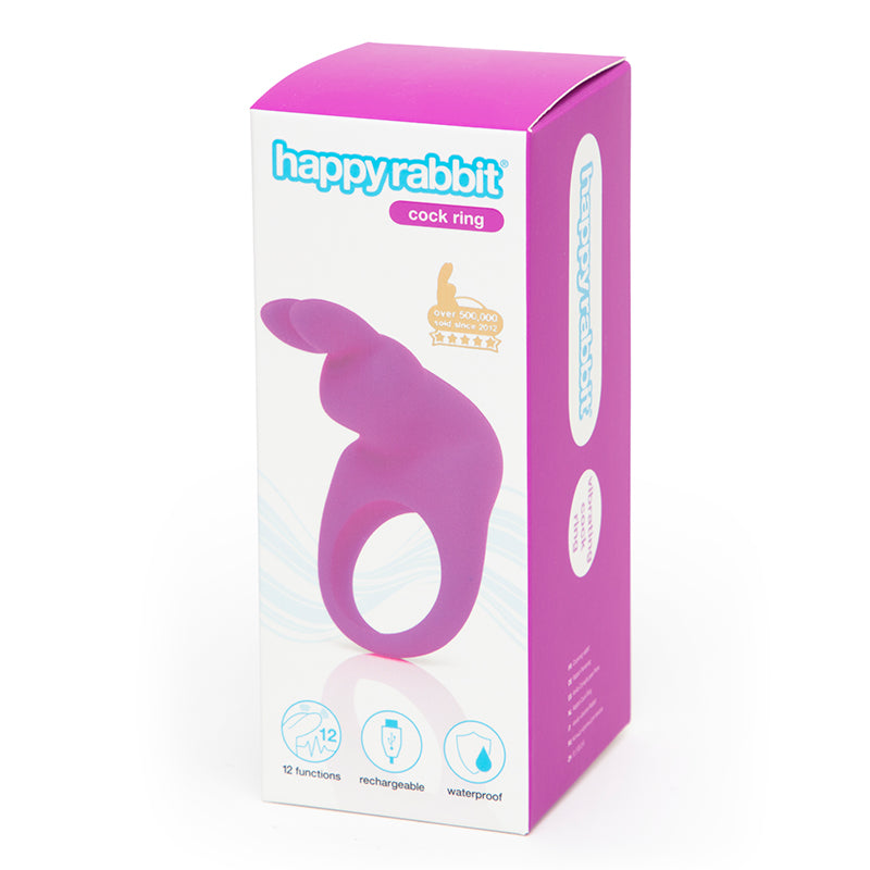 Happy Rabbit Rechargeable Silicone Cockring With Ears Purple