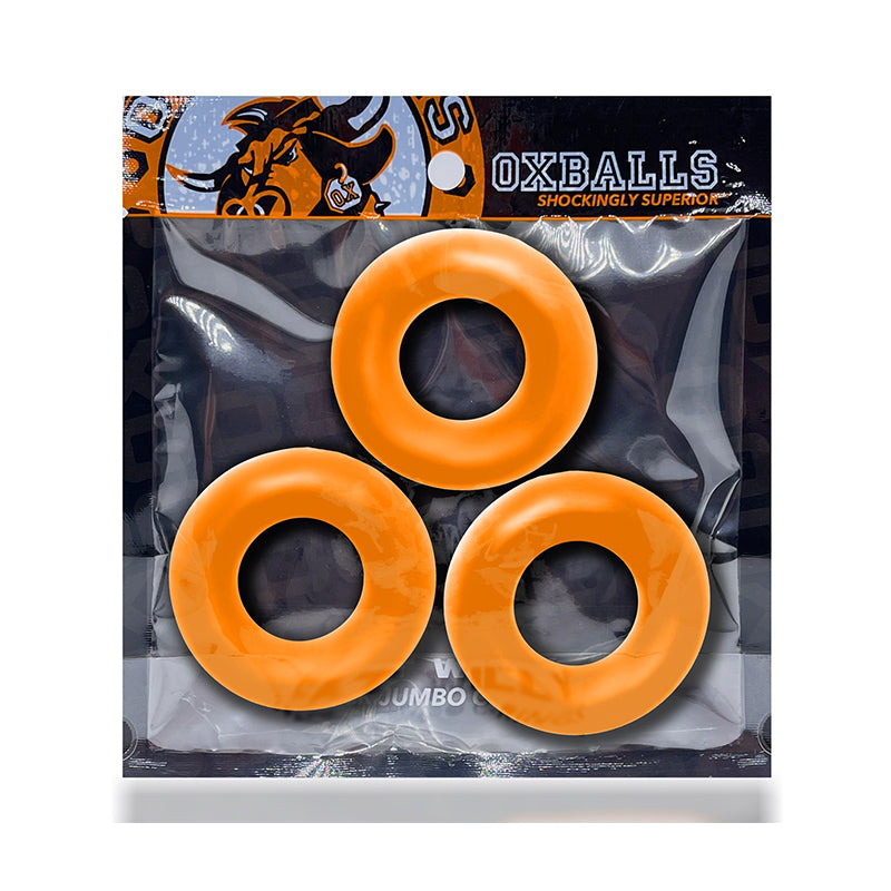 Oxballs Fat Willy 3-Pack Jumbo Cockrings Orange