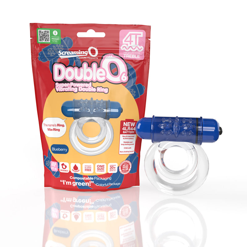 Screaming O 4T DoubleO 6 Vibrating Double Cockring Blueberry