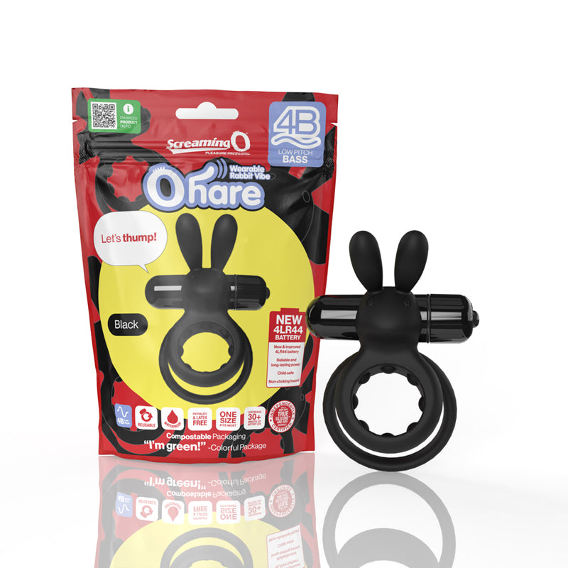 Screaming O 4B Ohare Vibrating Rabbit Double Cockring Black