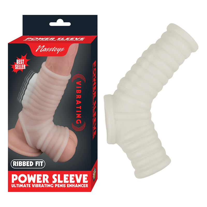 Nasstoys Power Sleeve Ribbed Fit Vibrating Penis Enhancer White