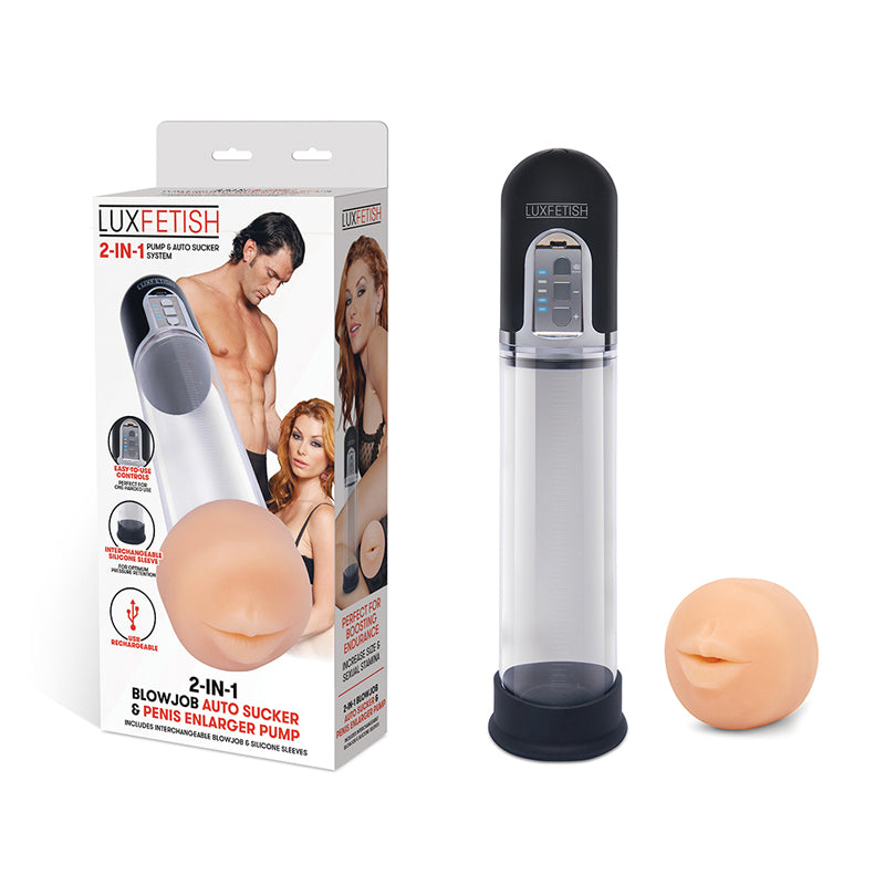 Lux Fetish 2-in-1 Blowjob Auto Sucker and Penis Enlarger Pump